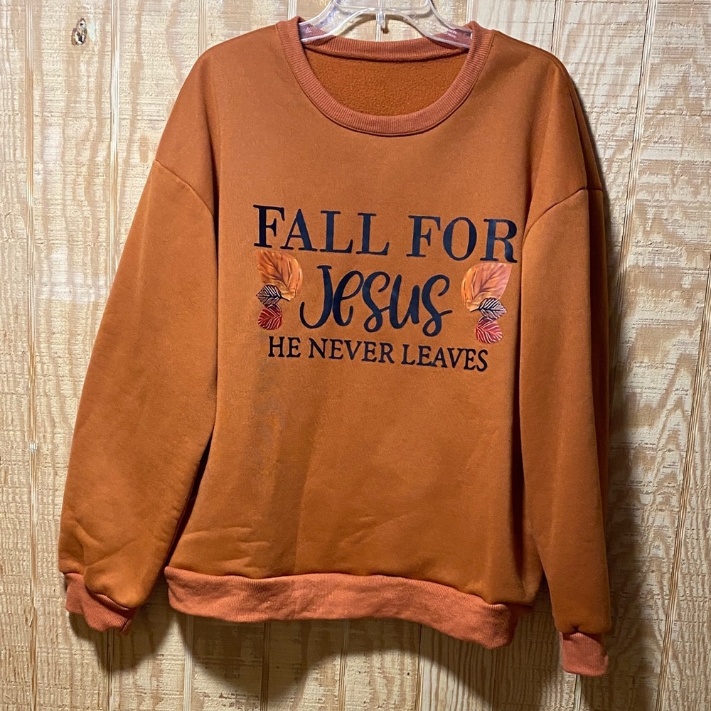 Orange Crewneck Sweater - Fall for Jesus
Like new condition